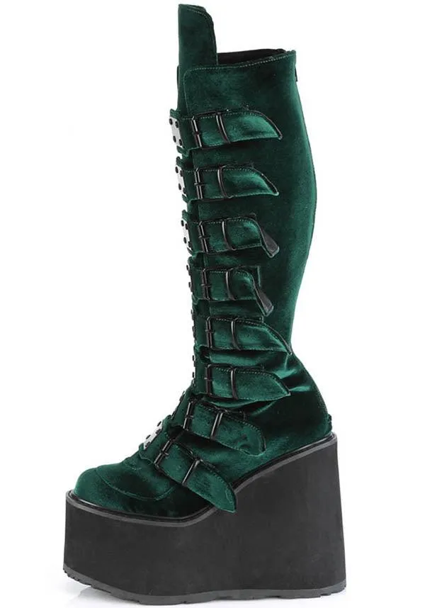 SWING-815 [Emerald Velvet] | PLATFORM BOOTS [PREORDER]