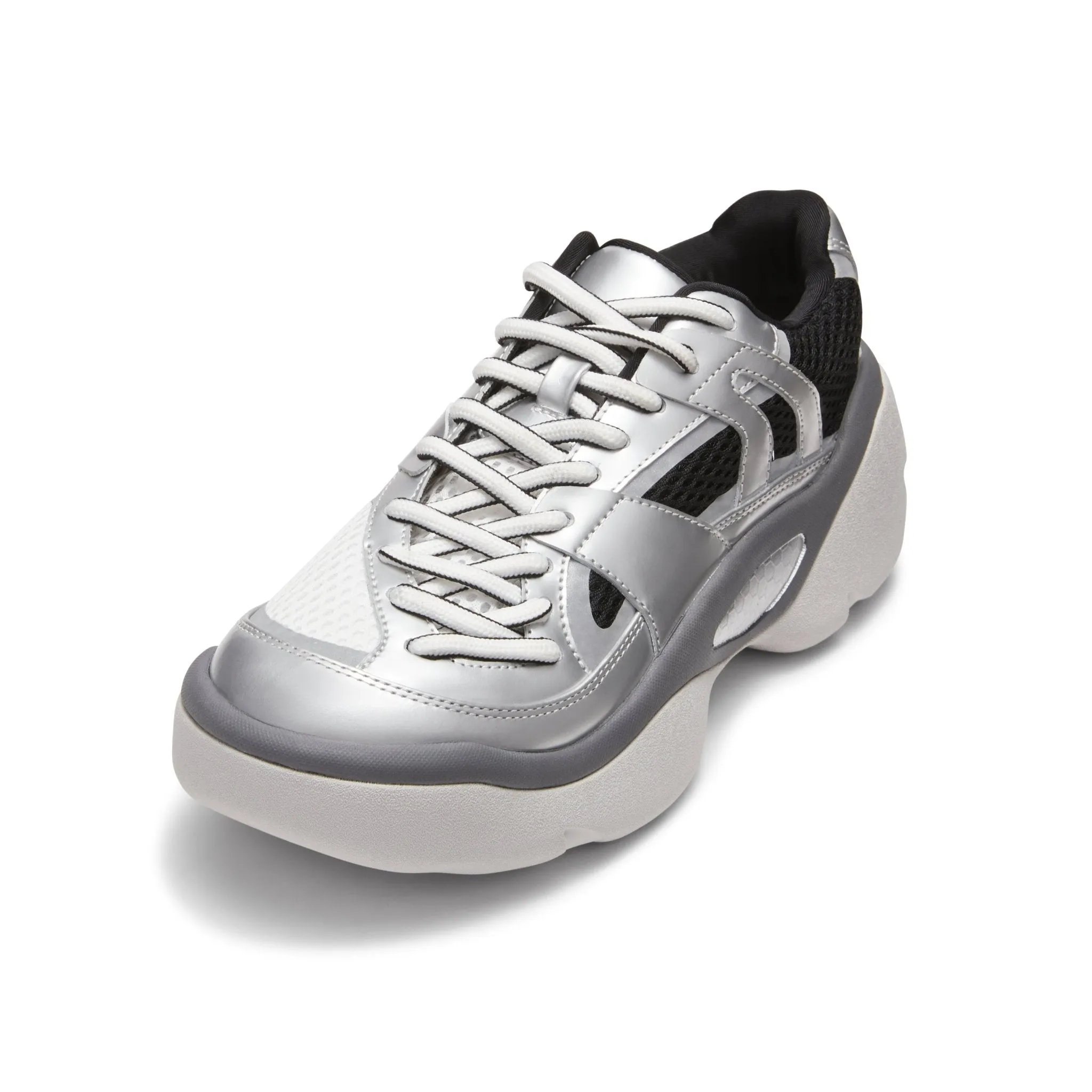 Thick Sole Stitching Sneakers in Silver