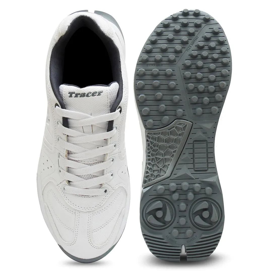 Tracer T-Spinner 193 Rubber Studs Cricket Shoes - White/Grey