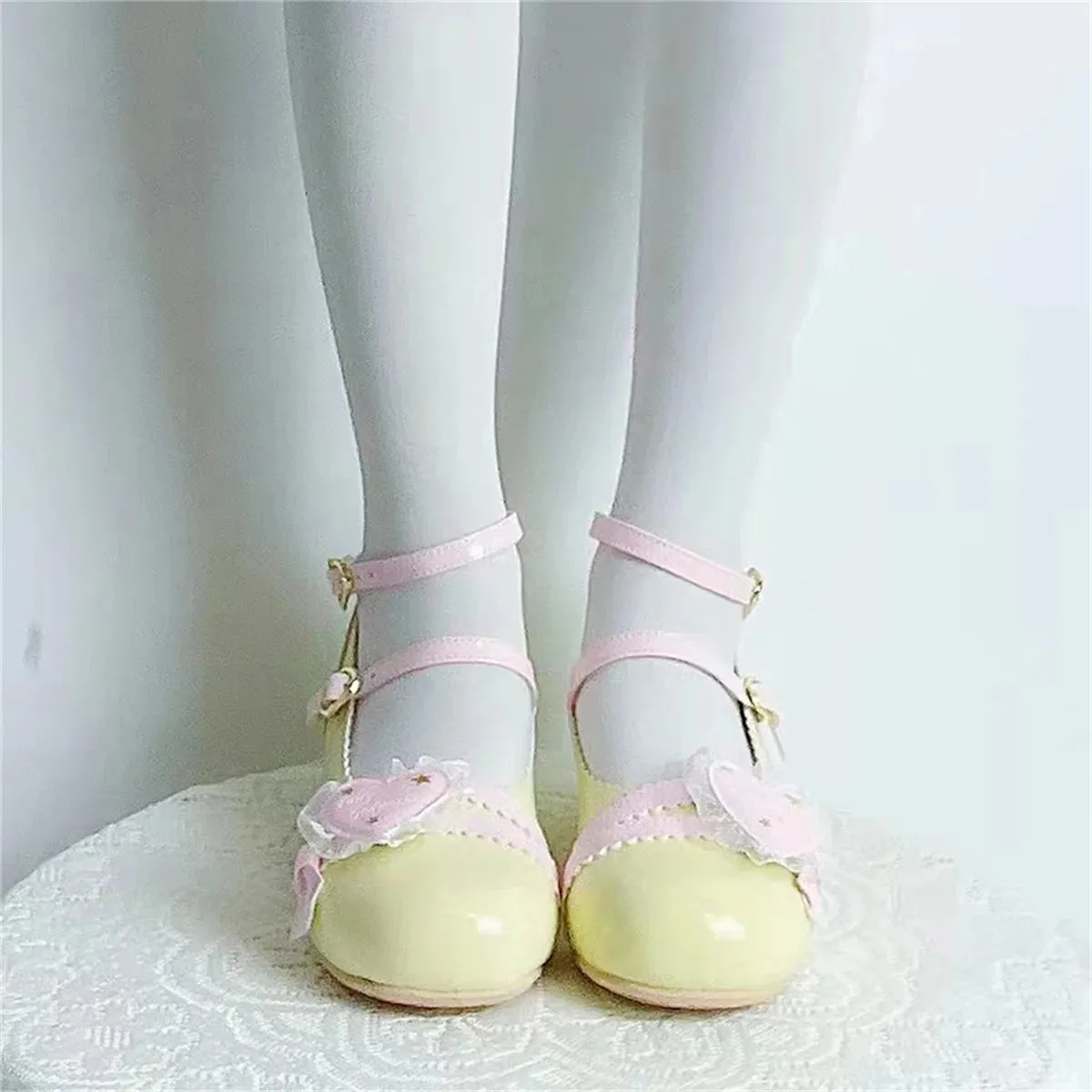 Uniwim Japanese Sweet College Style Victorian Girl Shoes Cosplay Lolita Kawaii Lace Love Lotus Leaf Star Letter Buckle 2.5-4.5cm Shoes