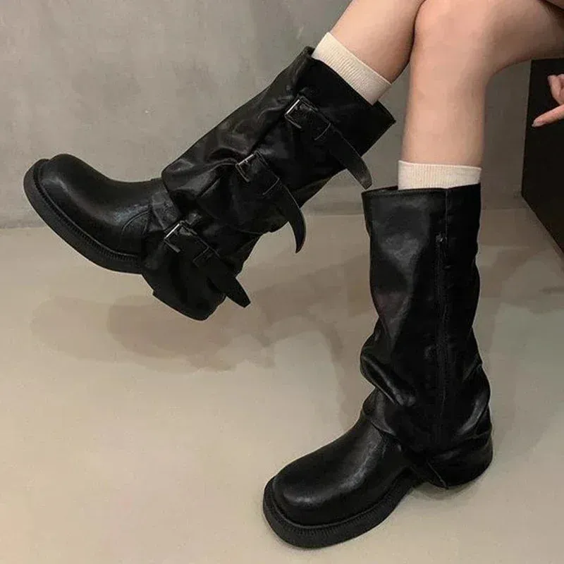 Uniwim Platform Women High Boots Winter Designer New Knee High Walking Shoes Women 2024 Trend Chelsea Boots Dress Mujer Zapatos Botas