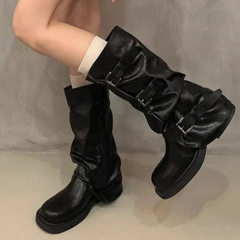 Uniwim Platform Women High Boots Winter Designer New Knee High Walking Shoes Women 2024 Trend Chelsea Boots Dress Mujer Zapatos Botas