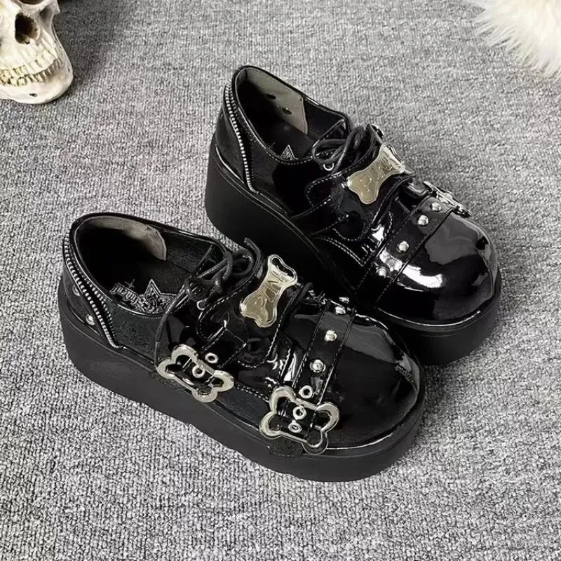 Uniwim Punk Metal Chain Chunky Platform Ankle Boots Women 2024 Winter Y2K Thick Bottom Denim Boots Woman Black Gothic Lolita Shoes