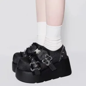 Uniwim Punk Metal Chain Chunky Platform Ankle Boots Women 2024 Winter Y2K Thick Bottom Denim Boots Woman Black Gothic Lolita Shoes