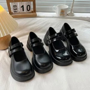 Uniwim Retro Black Chunky Sole Japanese JK Shoes SE22591