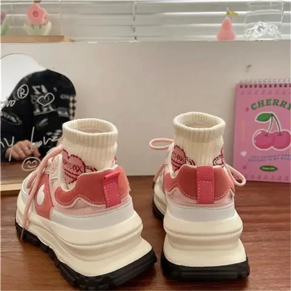 Uniwim Strawberry Powder Love Girls Preppy Style Lolita Shoes Sweet Woman Strap Thick Bottom Comfortable Sport Cosplay Lolita Shoes