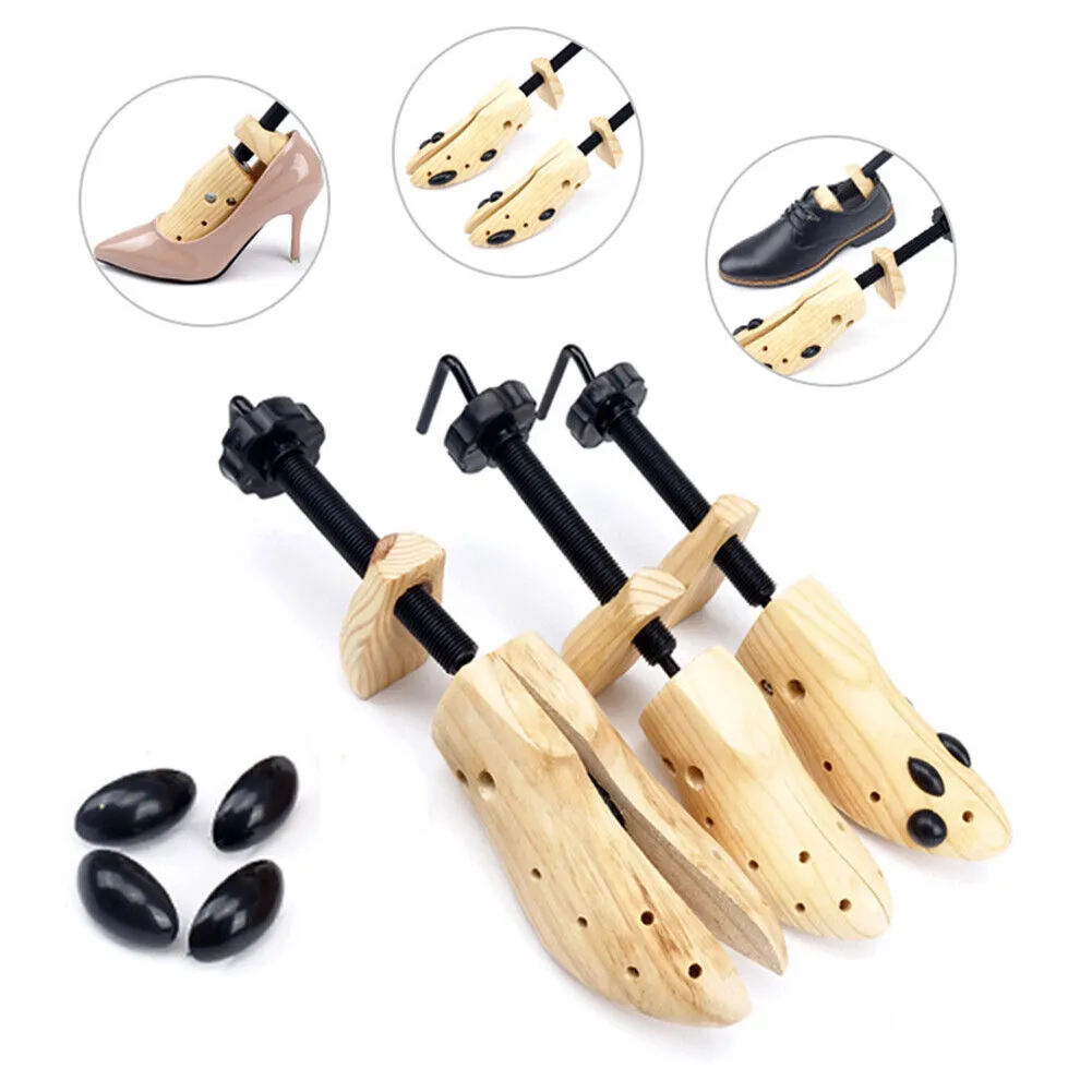 US 1-2 Pc Two Way Solid Wooden Adjustable Shoe Stretcher Expander Boot Size 5-13