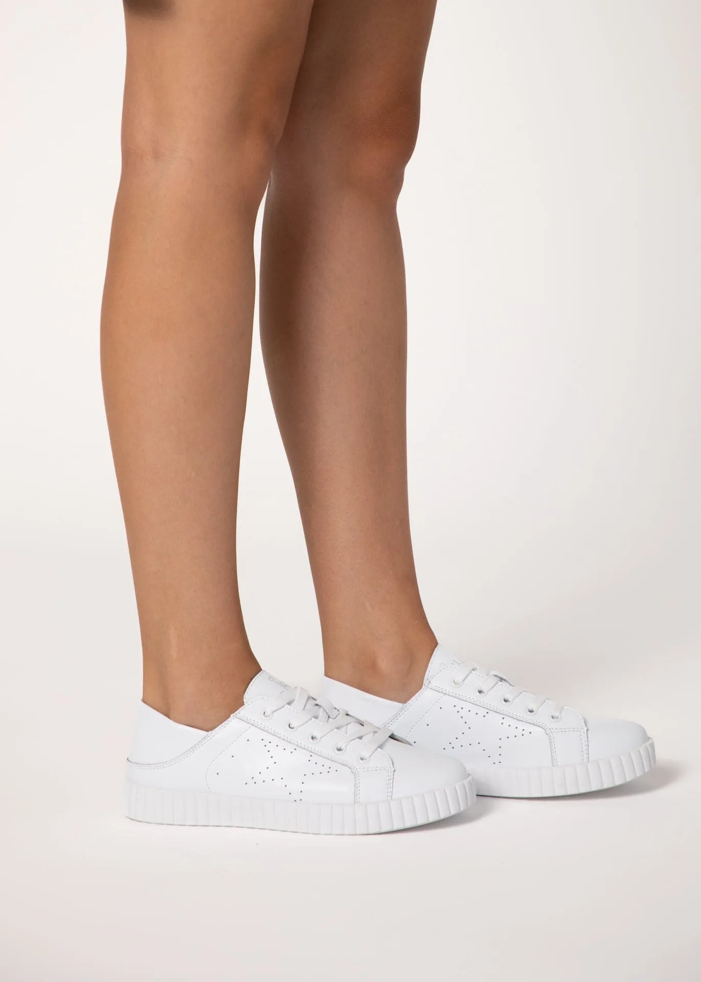 Valentina Leather Sneaker in Crisp White