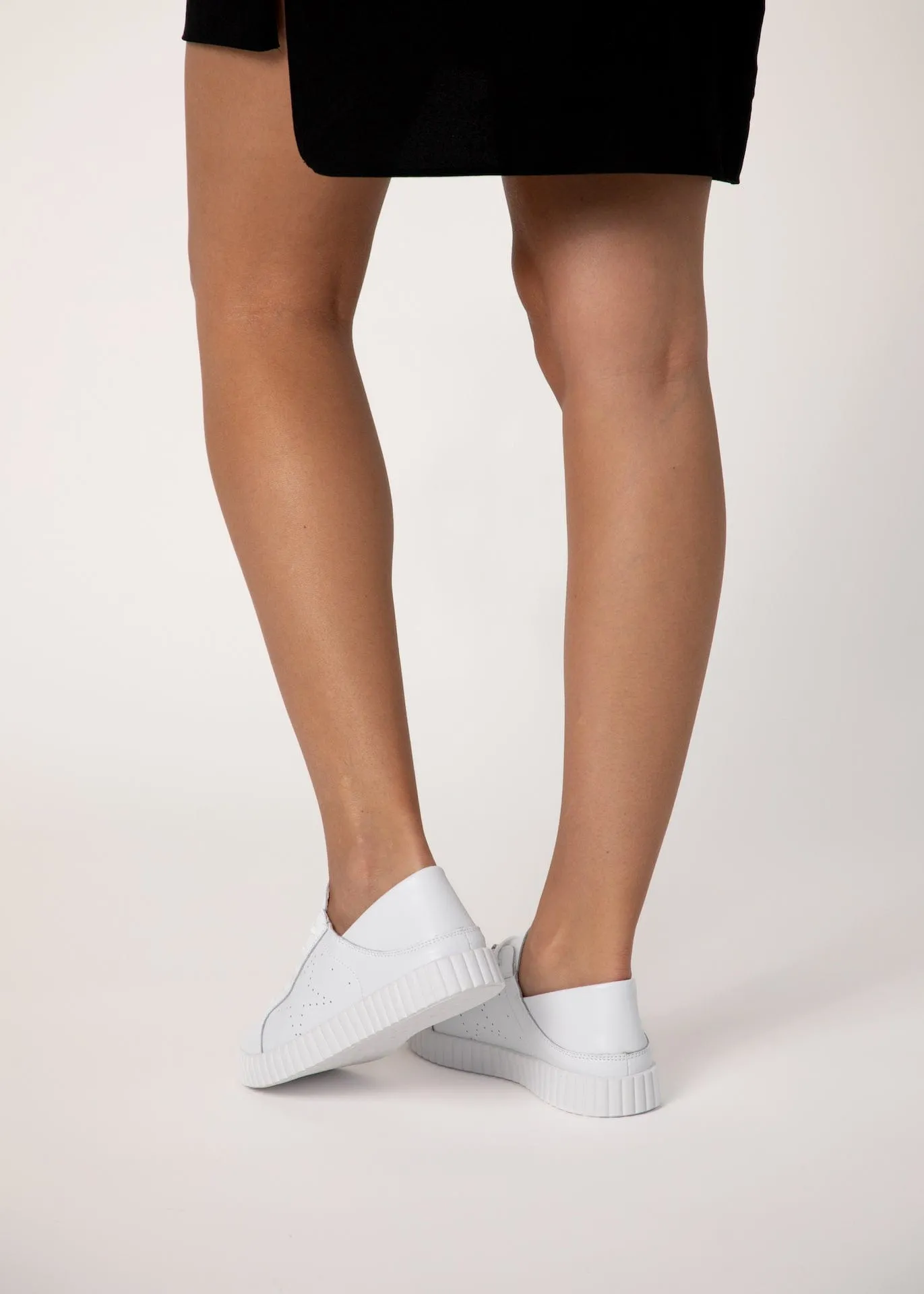 Valentina Leather Sneaker in Crisp White