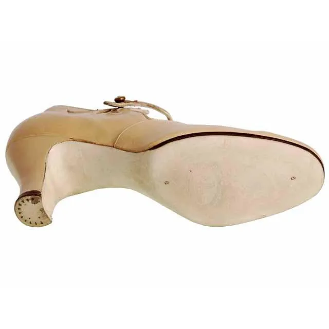 Vintage Shoes Peach Beige Mary Jane 1920s Walk Over NIB EU37 US 6.5Narrow