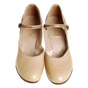 Vintage Shoes Peach Beige Mary Jane 1920s Walk Over NIB EU37 US 6.5Narrow