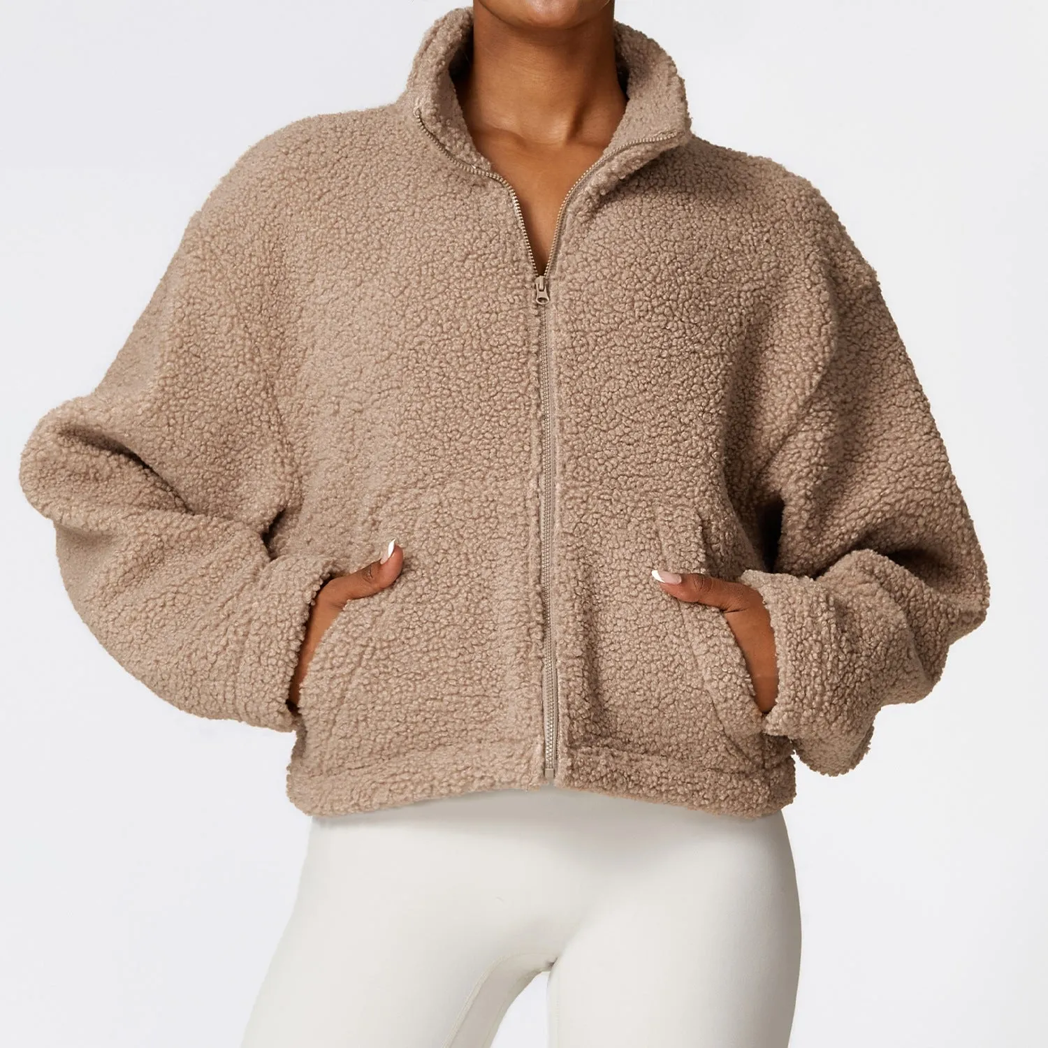 Winter Zipper Thermal Cashmere Fitness Sports Jacket For Women