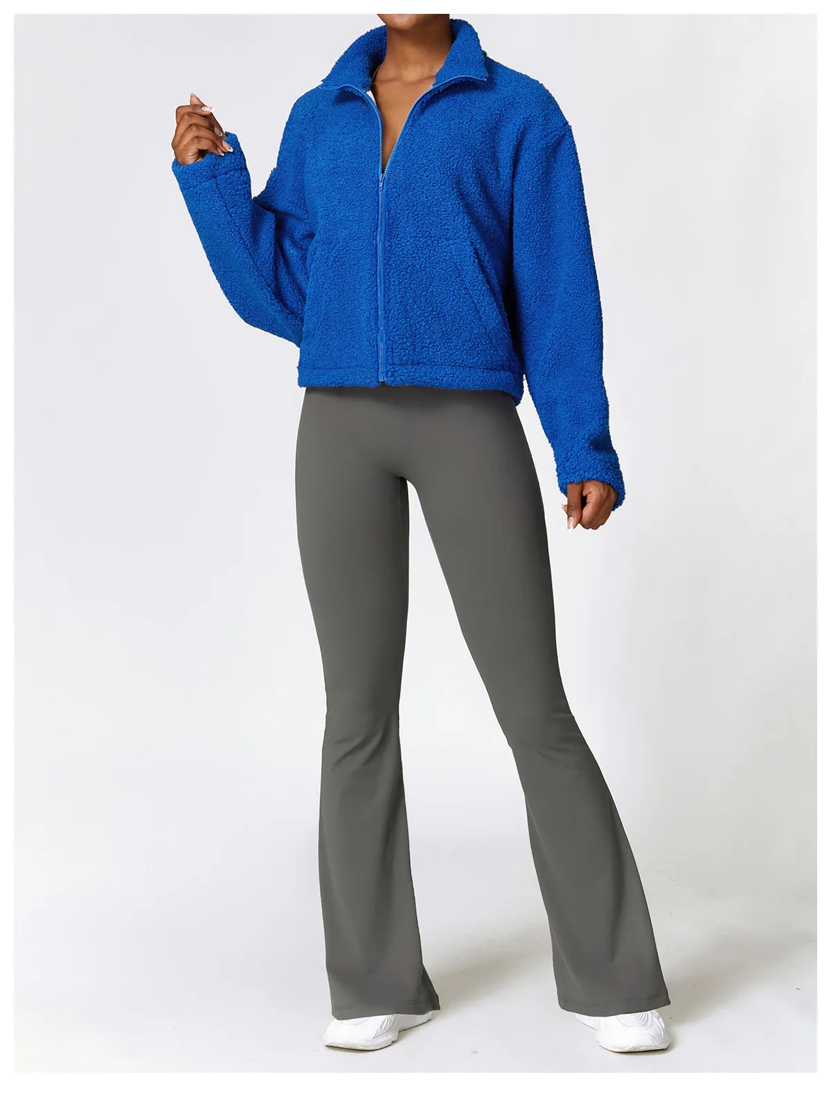 Winter Zipper Thermal Cashmere Fitness Sports Jacket For Women