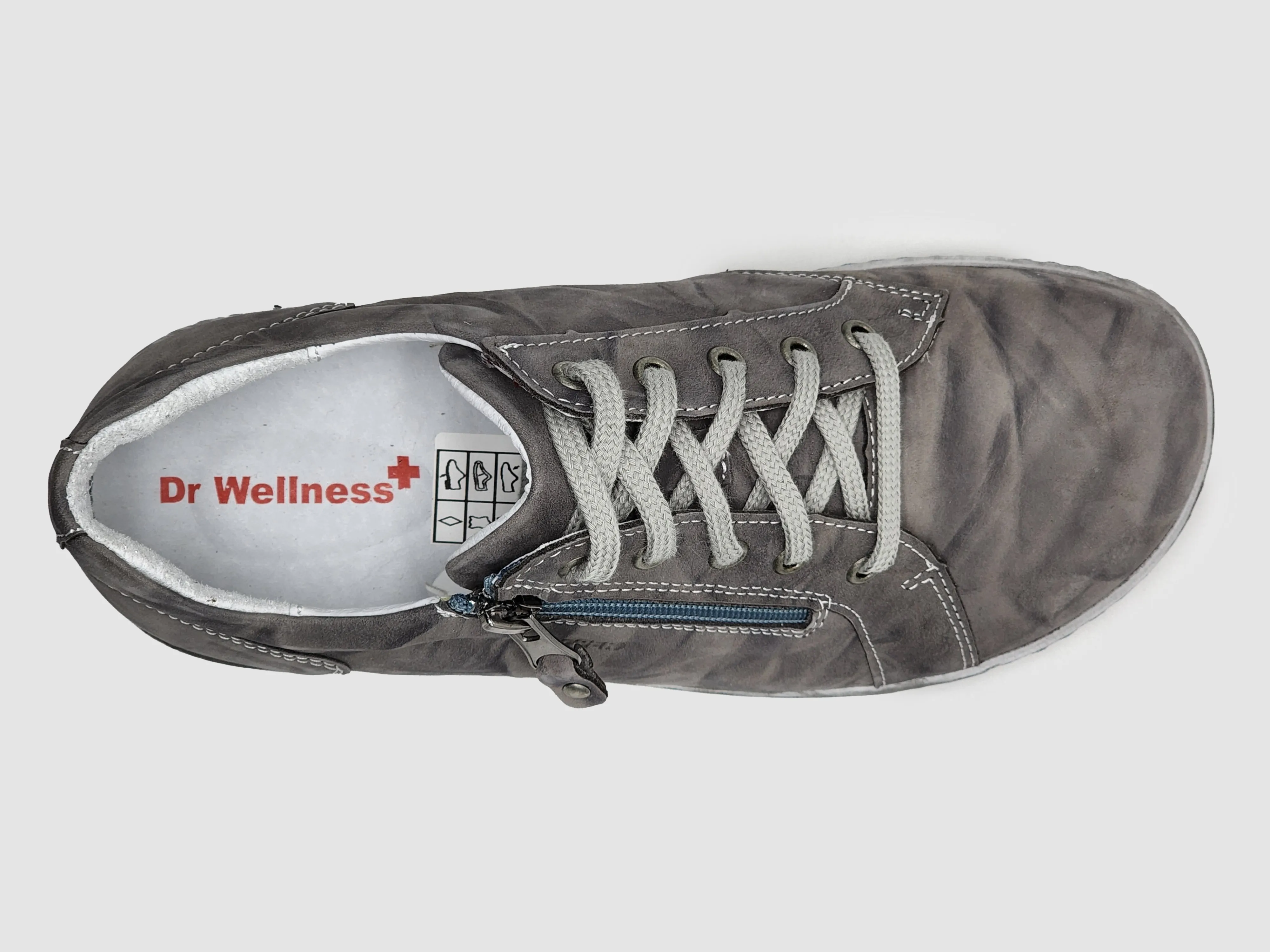 Women's Dr Wellness Zip-Up Leather Shoes - Dark Grey