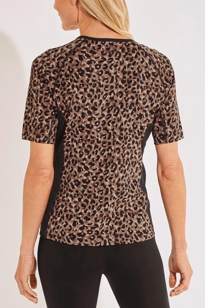 Women's Hightide Short Sleeve Swim Shirt  |  Brown Cheetah