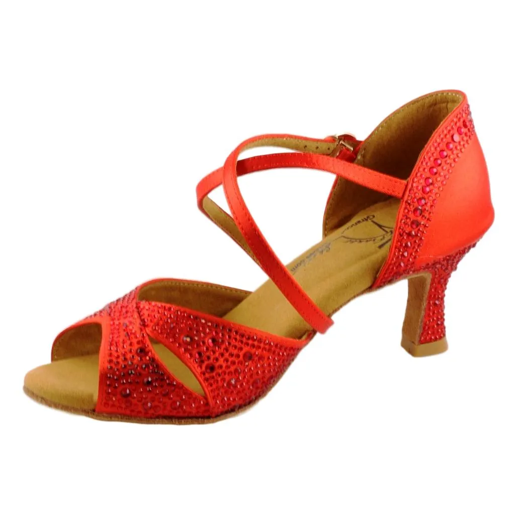 Women's Latin Dance Shoes, Model Gem, Ruby Red, Heel 2.5"