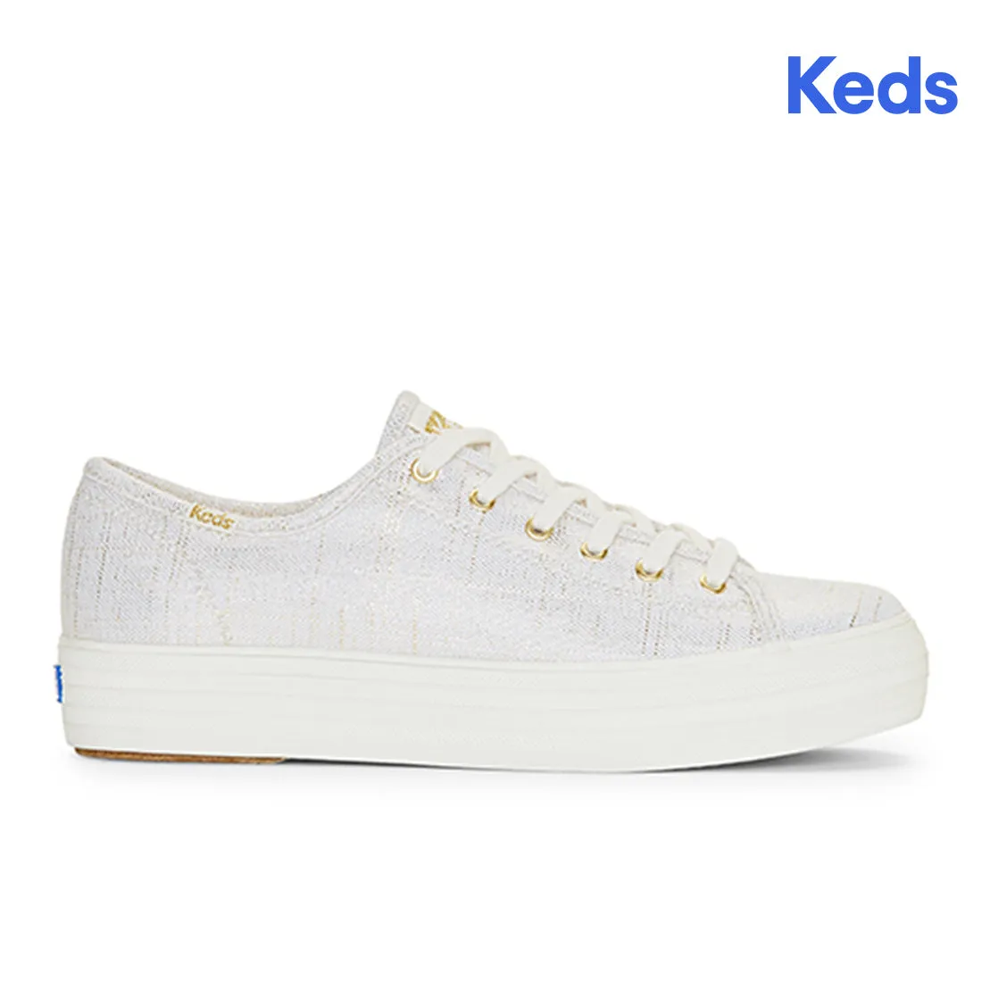 Women's Triple Kick Metalic Textile Sneakers Gold (WF67439)