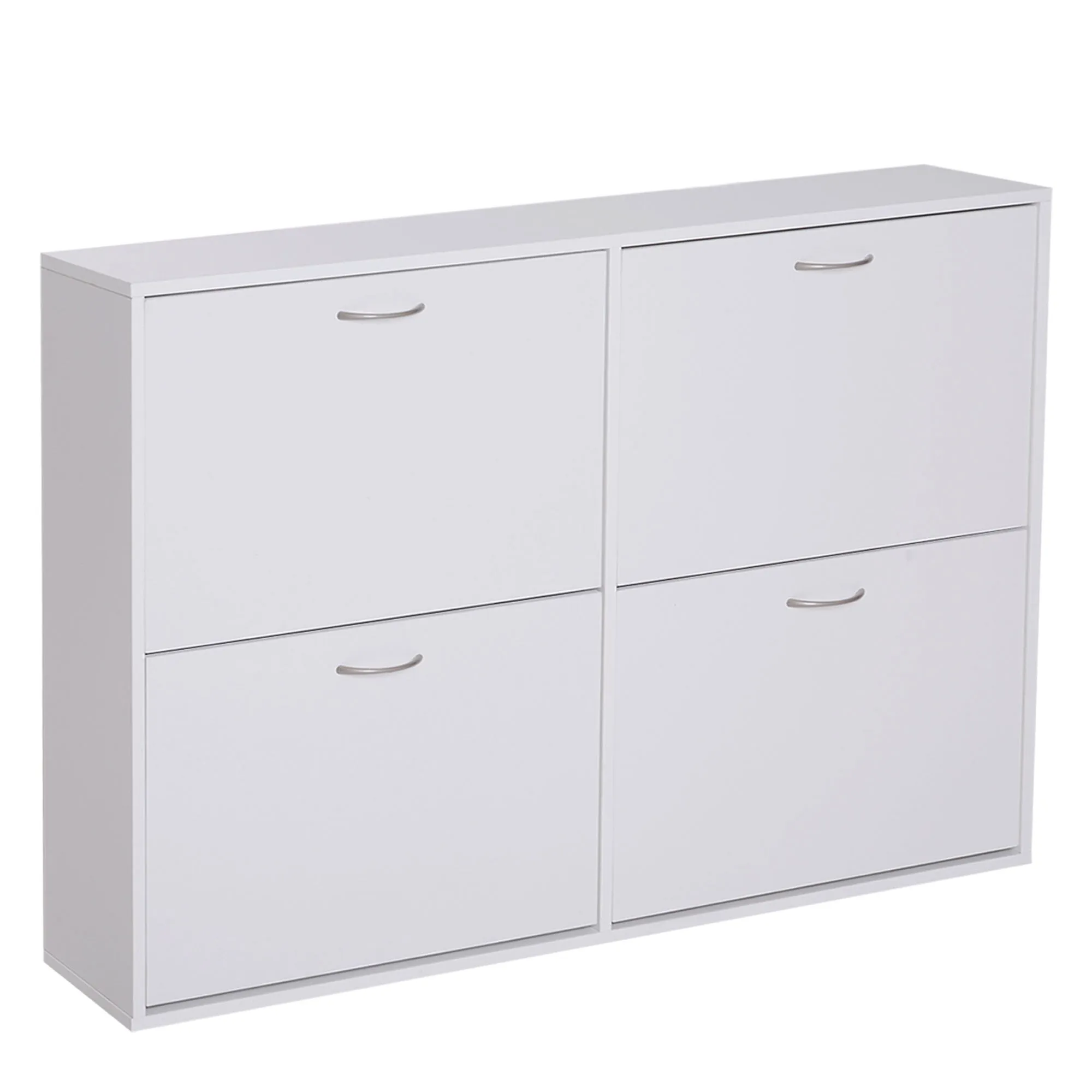 Wooden Modern Design 4 Drawer Shoes Cabinet Pull Down Shelf Storage Organiser - White