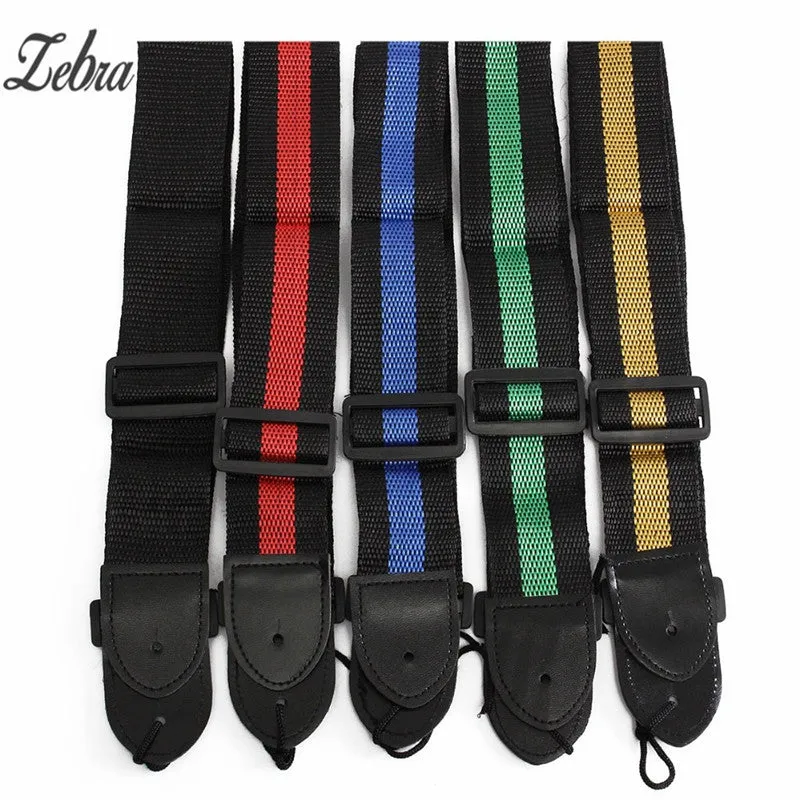 Zebra 120cm Adjustable Durable Nylon Guitarra Guitar Strap Electric Acoustic Bass Guitar Strap Ukulele Belt with PU Leather Ends